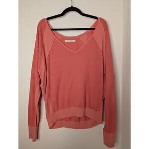 Free People We the Free Coral Thermal Waffle Knit Boho S